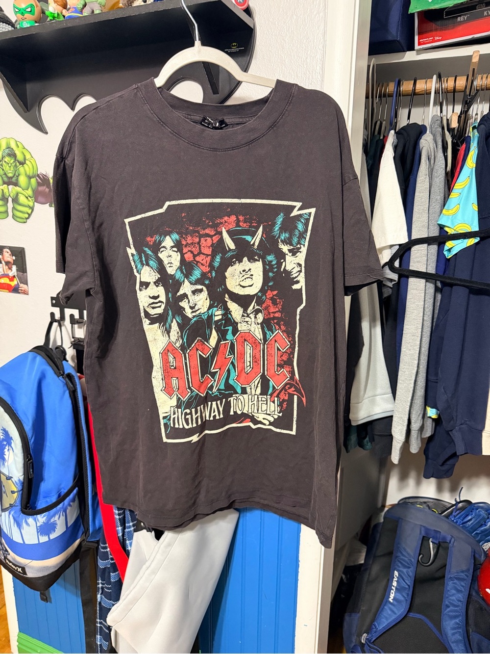 AC/DC Black Tee with Red and Cream Graphic